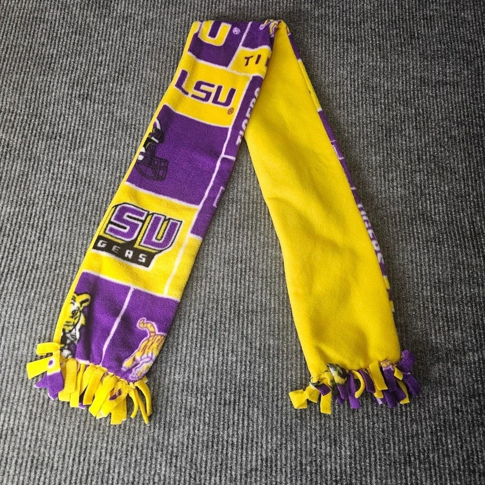 LSU Tigers Scarf Mens One Size Purple Yellow NCAA Football Fleece Fringe